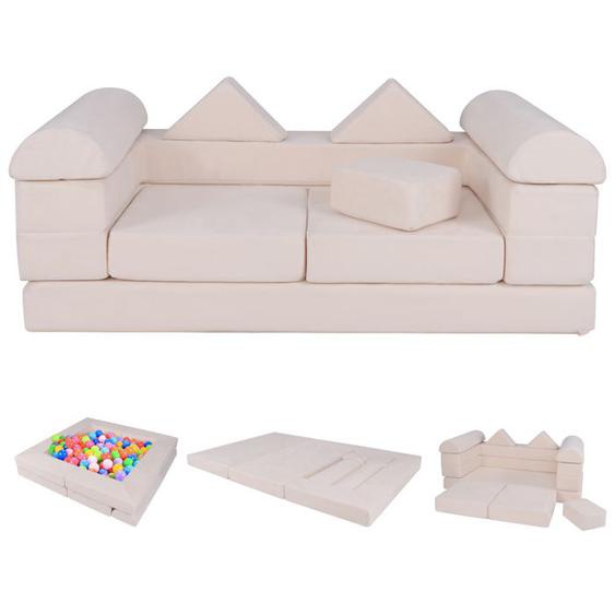 DREAMADE 9PCS Canapé Modulaire pour Enfants Canapé Enfant Convertible 2 Places avec Housses Amovibles & Lavables, Beige