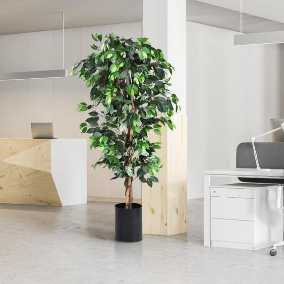 DREAMADE Arbre Artificielle 180 cm, Plante Artificiel avec Pot Remplie de Ciment, pour Décoration Intérieur, Boutique, Salon,