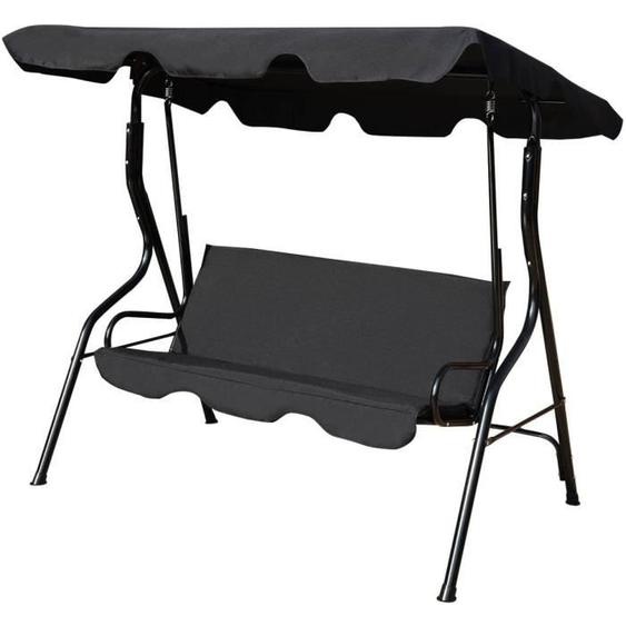 DREAMADE Balancelle de Jardin 3 Places avec Auvent Imperméable Résistant au Soleil et Pieds Antidérapants170 x 110 x 153 CM (Noir)