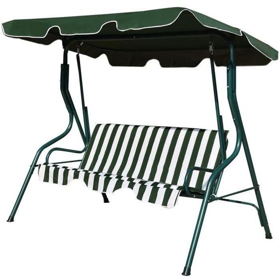 DREAMADE Balancelle de Jardin 3 Places avec Auvent Imperméable Résistant au Soleil et Pieds Antidérapants170 x 110 x 153 CM (Vert)