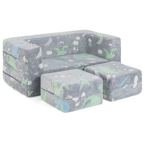 DREAMADE Canapé Modulaire Enfants avec Motifs Lumineux, Housse Amovible&Lavable, Canapé Convertible 2Places Mousse