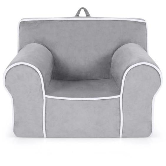 DREAMADE Canapé pour Enfants Remplie de Eponge avec Poignée, Housse en Tissu Velours Amovible et Lavable, pour 0-5 Ans, Gris