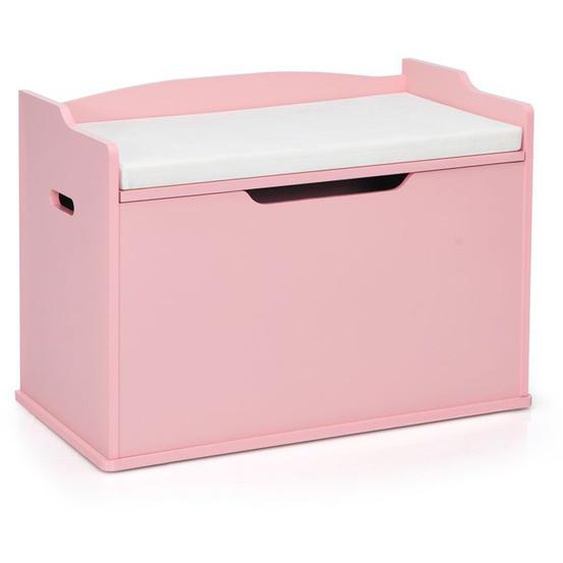 DREAMADE Coffre à Jouets Banc 2en1 avec Couvercle Relevable, Coffre de Rangement avec 2Charnières de Sécurité, Poignées, Rose