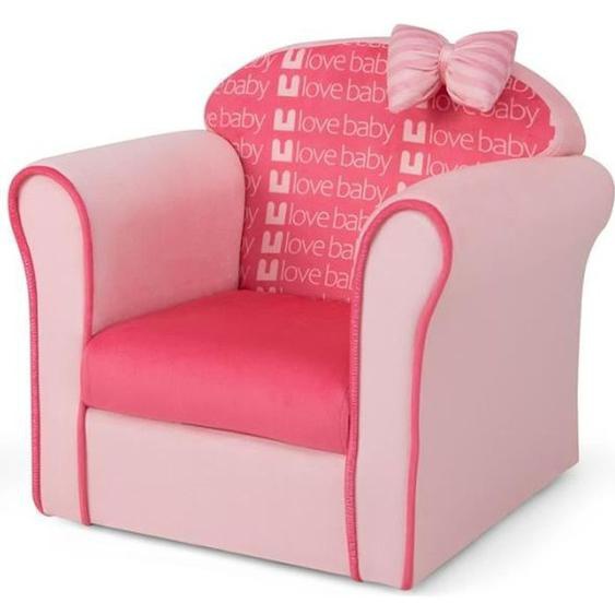 DREAMADE Fauteuil Enfant en Eponge Haute Elasticité, avec Housse en Velours et Nœud, Accoudoirs Confortables, 18 Mois - 3 Ans, Rose