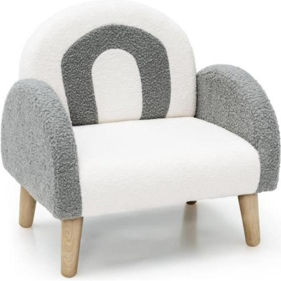 DREAMADE Fauteuil Enfant en Peluche, avec Dossier Confortable, Accoudoir Ergonomique, pour 3-5 Ans, Charge 50KG Gris