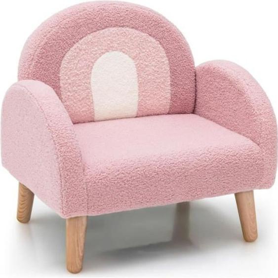 DREAMADE Fauteuil Enfant en Peluche, avec Dossier Confortable, Accoudoir Ergonomique, pour 3-5 Ans, Charge 50KG Rose