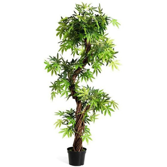 DREAMADE Plante Artificielle Vert 160cm de Haut, Arbre Artificiel Tronc en Bois massif pour Burea, Structure de Bassin stable