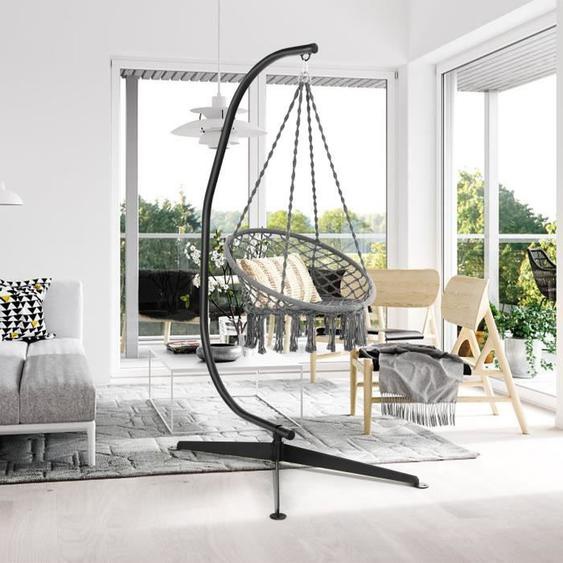 DREAMADE Support de Hamac en Forme C 207CM, Hamac Support avec Base Stable en X & Boucle de Sécurité, Hamac Non Inclus