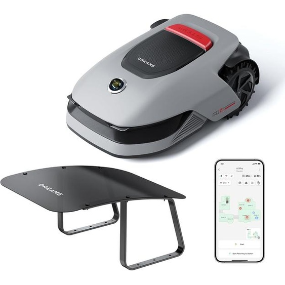 Dreame A1 Pro+Tondeuse-Garage Combo,Robot de tonte intelligent,Périmètre sans fil,Contrôle par application,Gestion intuitive des zones,Détection 3D