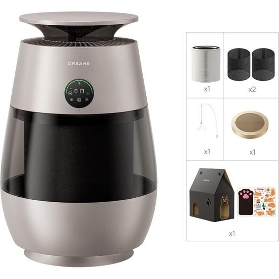 DREAME AP10 Purificateur dAir pour Animaux, Retour dAir Haute Pression Nég. 360°, Purification 5 Niveaux Capturant Poils/Odeurs, Compartiment