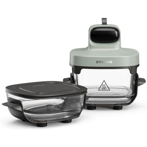 dreame Tasti Friteuse à Air en Verre Portable 5 en 1, 2 Récipients (2,5 L + 4,5 L), Verre Borosilicate de 6 mm, Air Chaud Circulant en 3D, Compatible