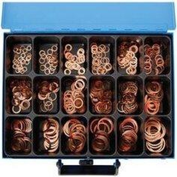 Dresselhaus Assortiment de joints détanchéité 390 pcs., Assortiment de joints détanchéité forme A, DIN 7603, cuivre massif