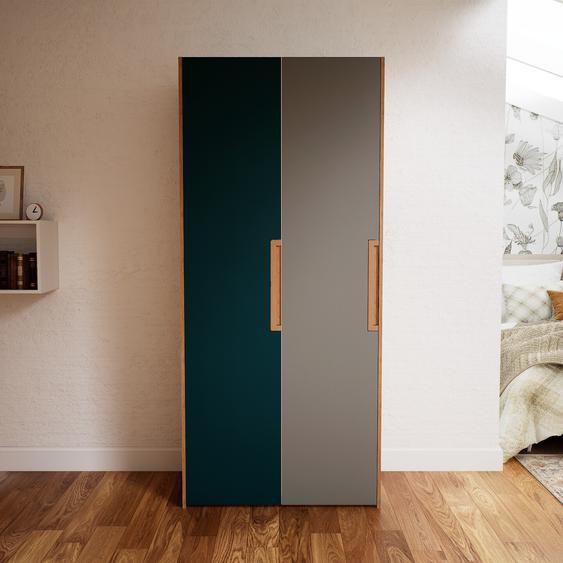 Dressing - Gris/Bleu pétrole, design, armoire penderie pour chambre ou entrée, à portes battantes - 104 x 232 x 62 cm, modulable