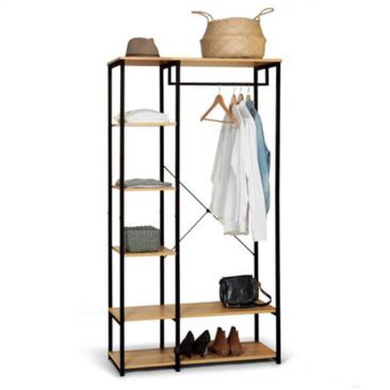 Dressing penderie étagère Idmarket detroit - Design industriel - Bois-clair