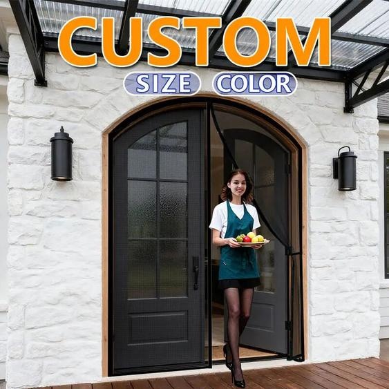 DTGJ – moustiquaire de porte arquée pour fenêtre, magnétique, incurvé, rond, personnalisé, maille dinsecte volante, noir et blanc, fibre de verre Invisible