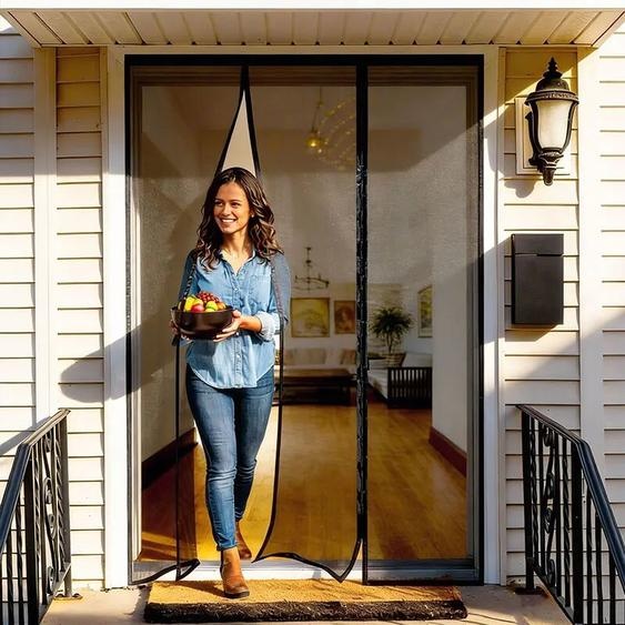 DTGJ – moustiquaire magnétique noire Invisible, maille anti-moustiques, anti-mouches dété, rideau à fermeture automatique