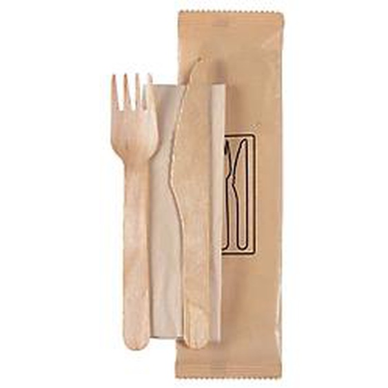 DUNI Kit couverts en bois 3 en 1, lot de 500