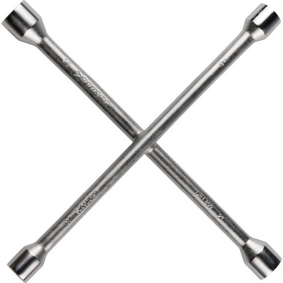 Dunlop Croix de Voiture - Clé Croix de Voiture pour 17-19-21-23 mm - Clé Croix de Roue - Outil Voiture - Croix de Jantes - 27 x 27 cm - Acier - Argent