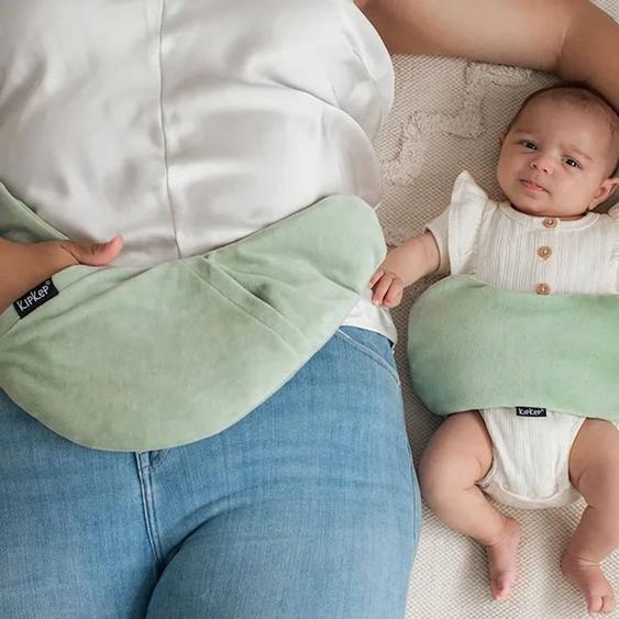 Duo Bouillotte Sèche Déhoussable Graines De Lin Maman Et Bébé - Pale Green Vert