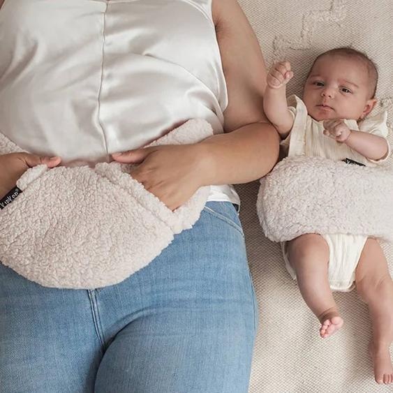 Duo Bouillotte Sèche Déhoussable Graines De Lin Maman Et Bébé - Teddy Sand Beige