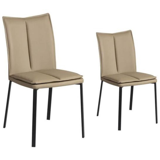 Duo de Chaises Simili cuir taupe - TUCSON - L 46 x l 52 x H 85