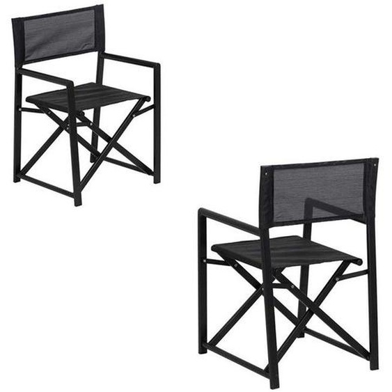 Duo de fauteuil de jardin aluminium Noir - DIRLO - L 56 x l 53 x H 84 cm
