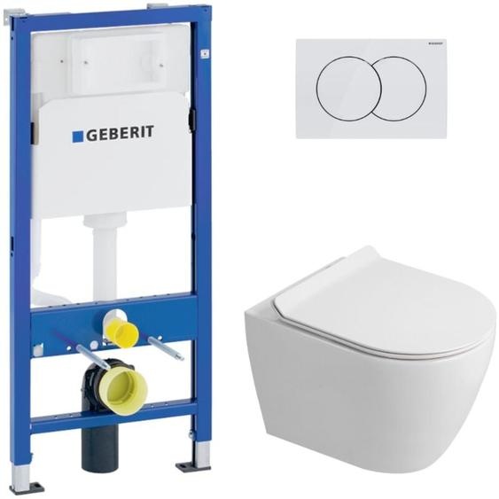 Duofix pack WC bâti-support UP100 + WC suspendu sans bride Ceramia avec abattant SoftClose + plaque blanche (GEBCEPXWT08-FR)