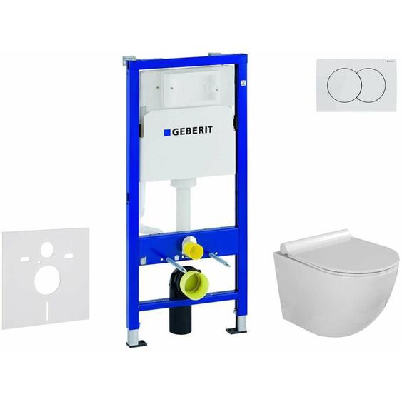 Geberit - Duofix - Set de bâti-support, cuvette Gaia et abattant softclose, plaque de déclenchement Delta01, blanc alpin SANI11CA3112
