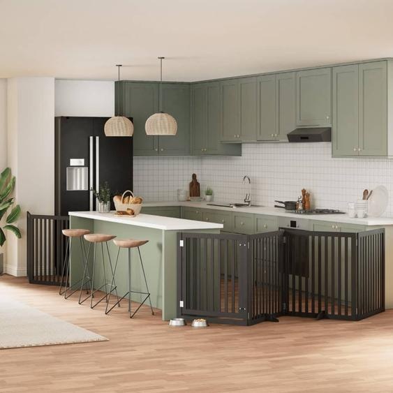 Durable 6-pièces porte chien pliable noir 480 cm bois de peuplier - Niches Octo8250316 2parcel