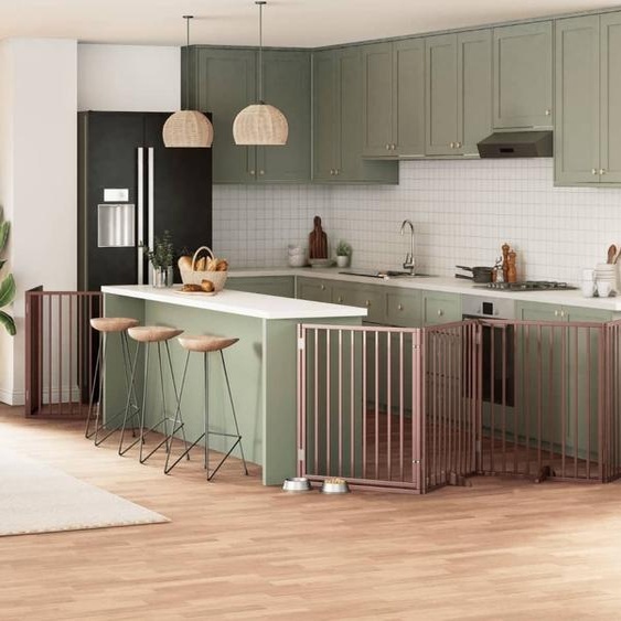 Durable 8-pièces porte chien Pliable Marron 640 cm bois de peuplier - Niches Octo5605081 3parcel