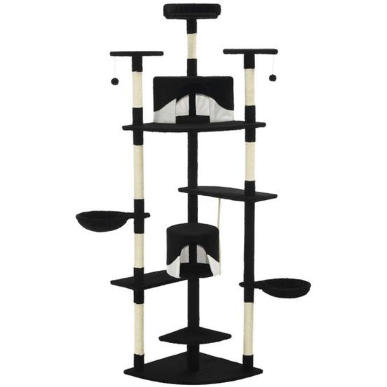 Durable Arbre à chat avec colonnes à griffer en sisal 203 cm noir et blanc - Arbres à chat Octo7599518 1parcel