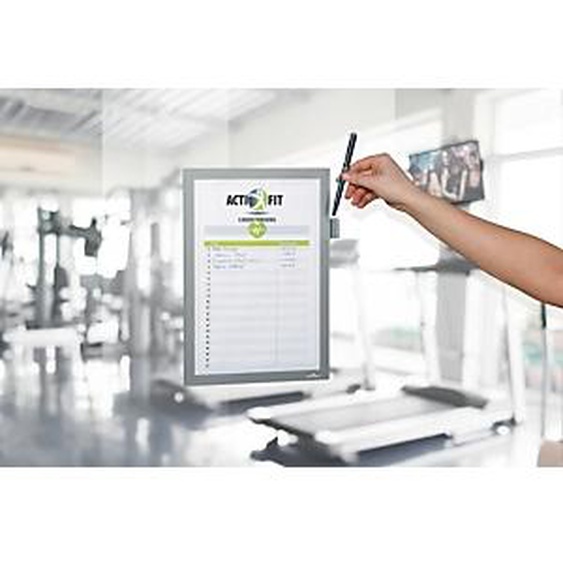 Durable Cadre d’affichage adhésif DURAFRAME NOTE A4 avec support d’écriture – Argent