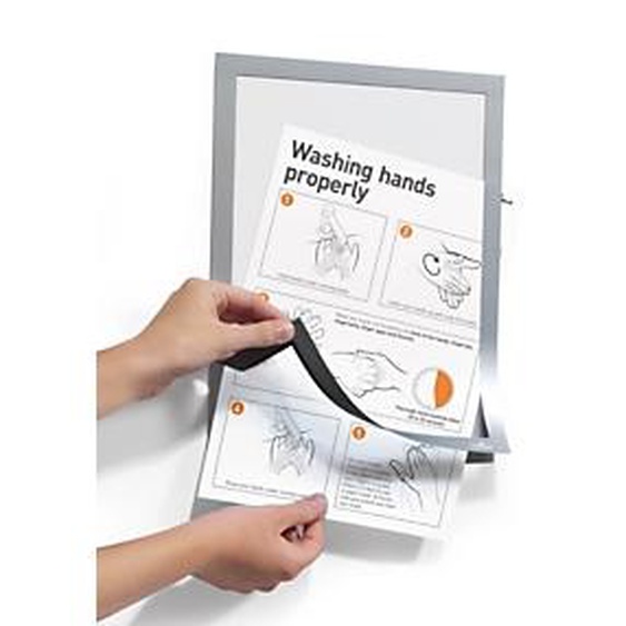Durable Duraframe Pochette murale Cadre daffichage adhésif A4 - Cadre argent - Sachet de 2