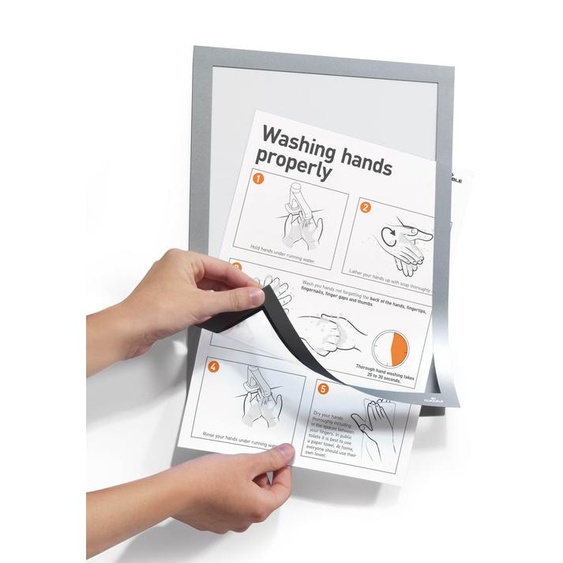 Durable Duraframe Pochette murale Cadre daffichage adhésif A4 - Cadre argent - Sachet de 2