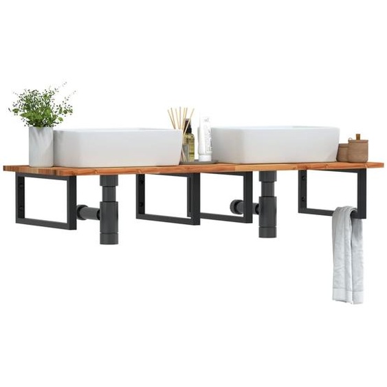 Durable Étagère de lavabo murale acier et acacia - Armoires de toilette Octo5867368 3parcel