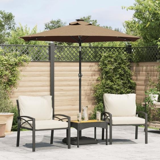 Durable Parasol avec LED et mât en acier Taupe 225x225x212 cm - Parasols Octo7829323 1parcel