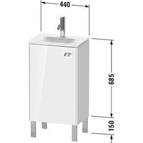 Duravit Brioso meuble sous-lavabo vertical 44,0 x 31,0 cm, 1 porte, charnière à gauche, 1 tablette en verre, pour lavabo Viu 073345, BR4508L1022