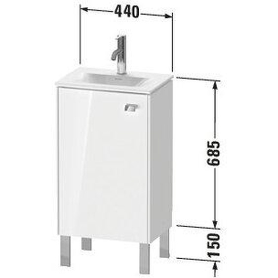 Duravit Brioso meuble sous-lavabo vertical 44,0 x 31,0 cm, 1 porte, charnière à gauche, 1 tablette en verre, pour lavabo Viu 073345, BR4508L1075
