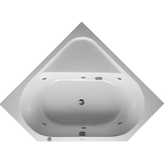 Duravit D-Code baignoire balnéo, 1400x1400mm, 2 pentes de dos, Jet Project, pentagonal, écoulement central, blanc brillant, 760137000JP1000
