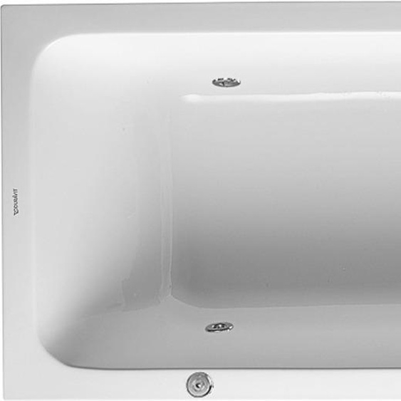 Duravit D-Code baignoire balnéo, 1700x750mm, 1 pente de dossier, Jet Project, rectangulaire, écoulement central, blanc brillant, 760099000JP1000