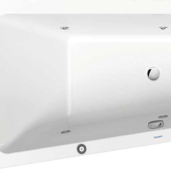 Duravit No.1 baignoire balnéo encastrée, trapèze, 1500x800mm, Jet Protect, 1 inclinaison du dossier à gauche, blanc, 760504000JP1000