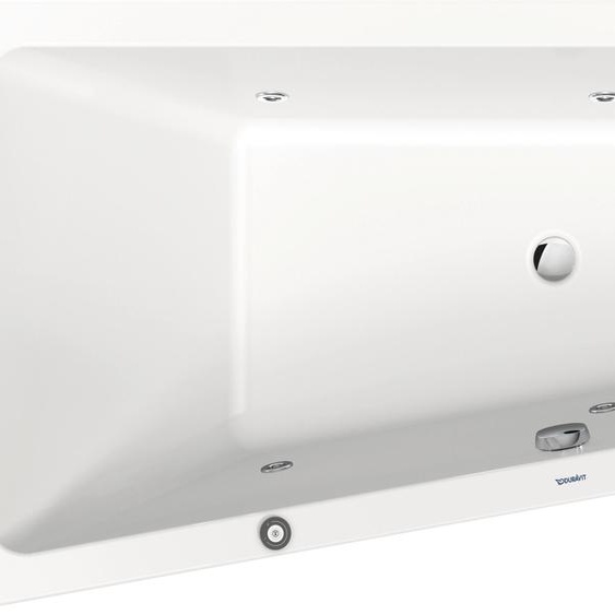 Duravit No.1 baignoire balnéo encastrée, trapèze, 1600x850mm, Jet Protect, 1 inclinaison du dossier à gauche, blanc, 760506000JP1000
