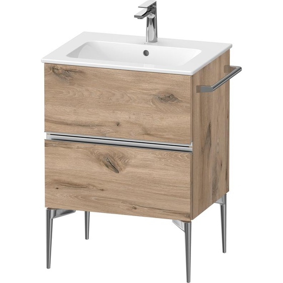 Duravit Sivida bâti-support pour lavabo, 2 tiroirs, poignée profilée chromée, 610x477x591mm, pour ME by Starck, SV4643010550000