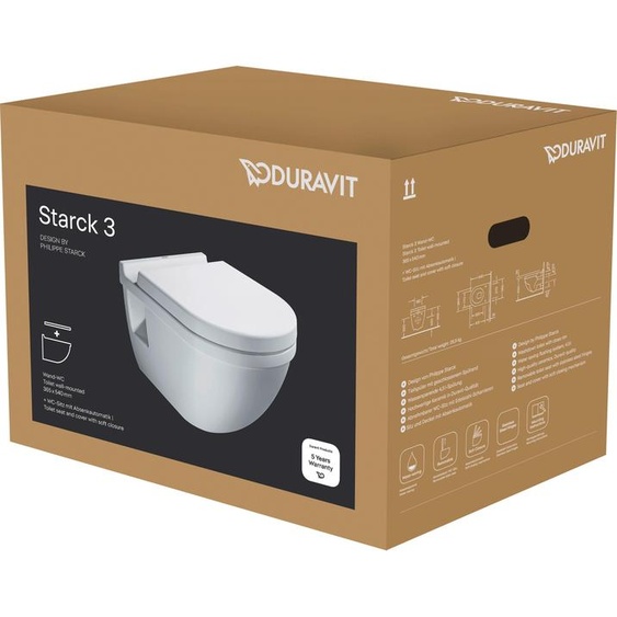 Duravit Starck 3 SET WC suspendu avec abattant à descente progressive, blanc, 42000900A1