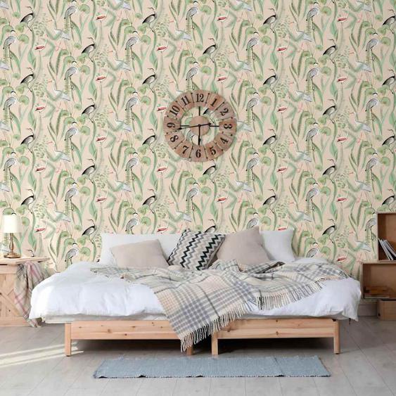 DUTCH WALLCOVERINGS Papier peint Flamingo Crème et menthe