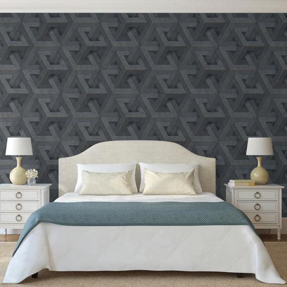 DUTCH WALLCOVERINGS Papier peint Onyx Anthracite et doré