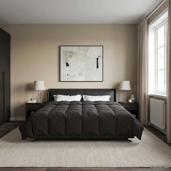 Duvet complet toute lannée Anthracite 220 x 260 cm Microfibre