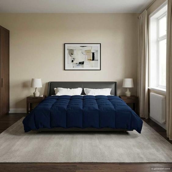 Duvet complet toute lannée Bleu foncé 200 x 220 cm Microfibre