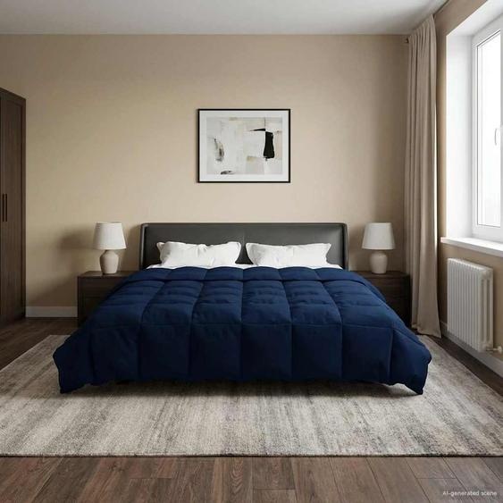 Duvet complet toute lannée Bleu foncé 200 x 240 cm Microfibre
