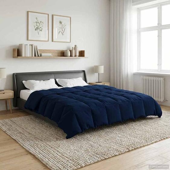Duvet complet toute lannée Bleu foncé 220 x 260 cm Microfibre